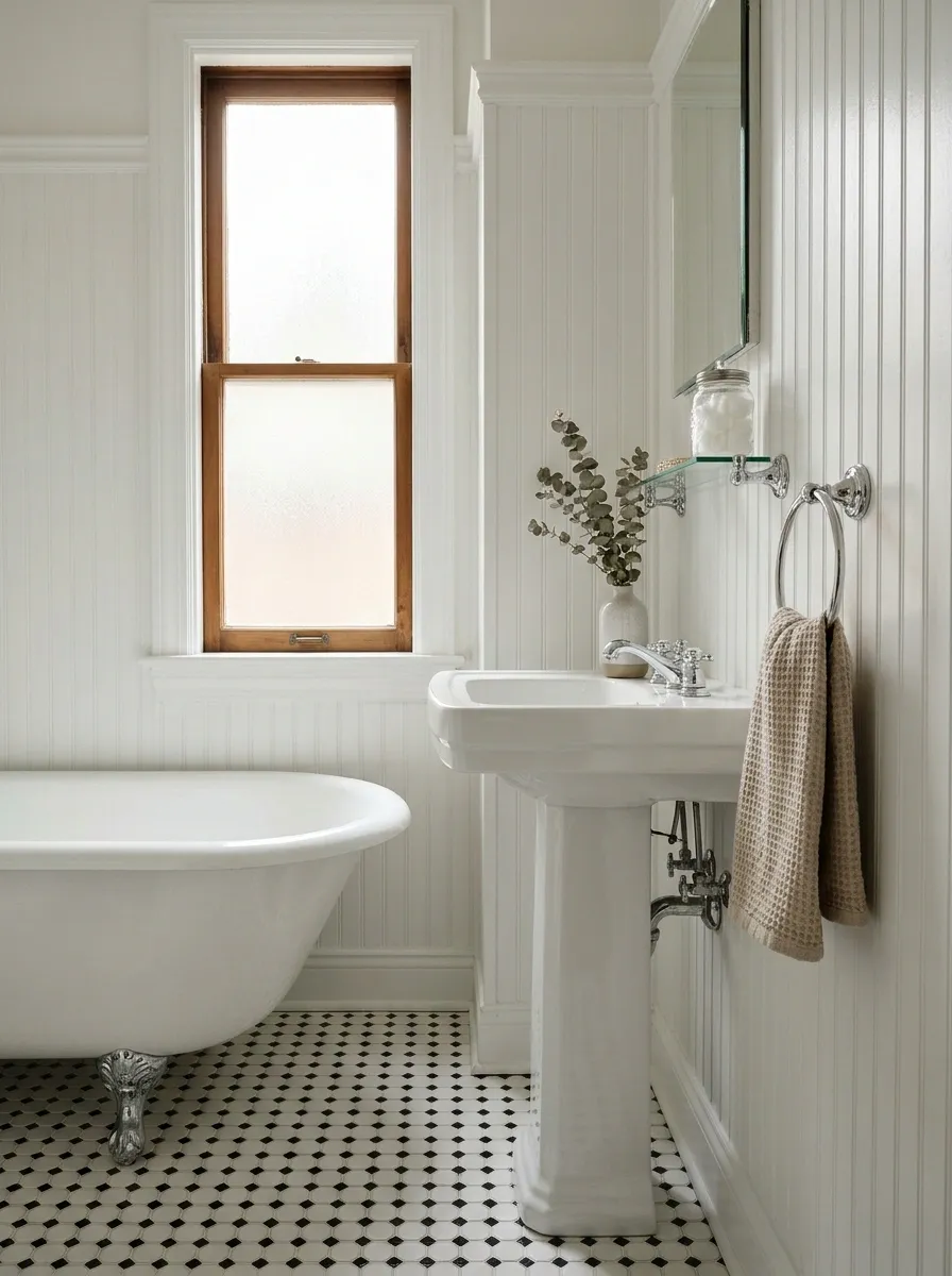Vintage White Bathtub With Old-House Details