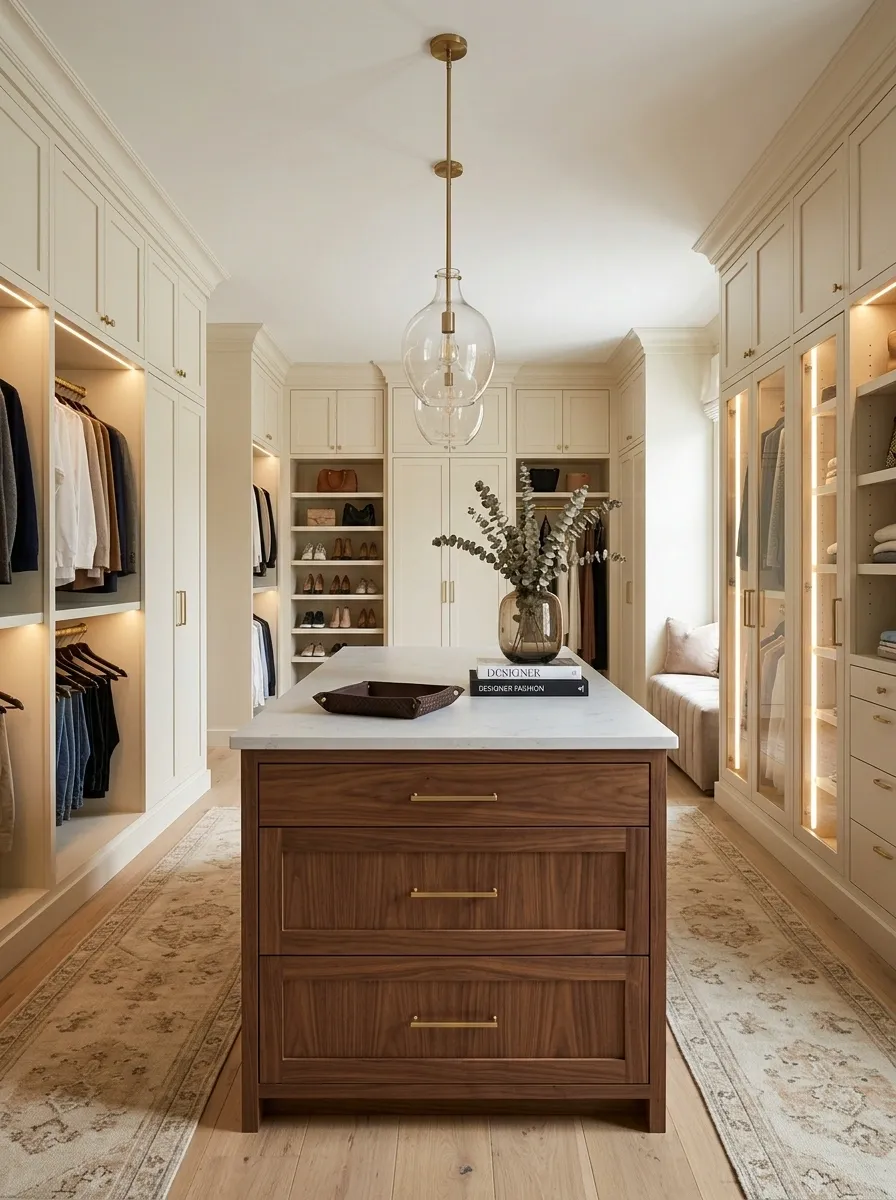 Walk-In Closet With a Functional Center Island
