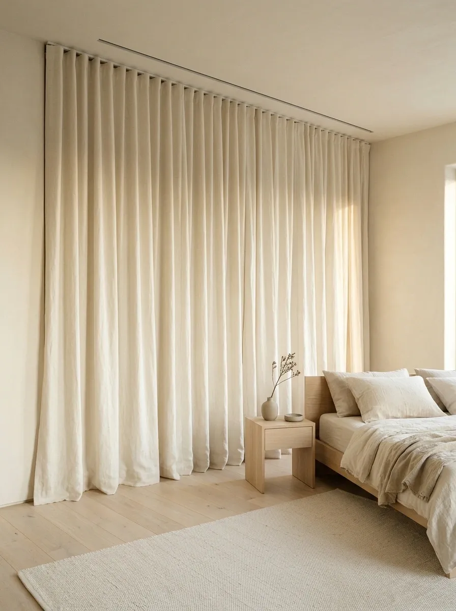 Wall-Colored Curtains for a Nearly Invisible Closet