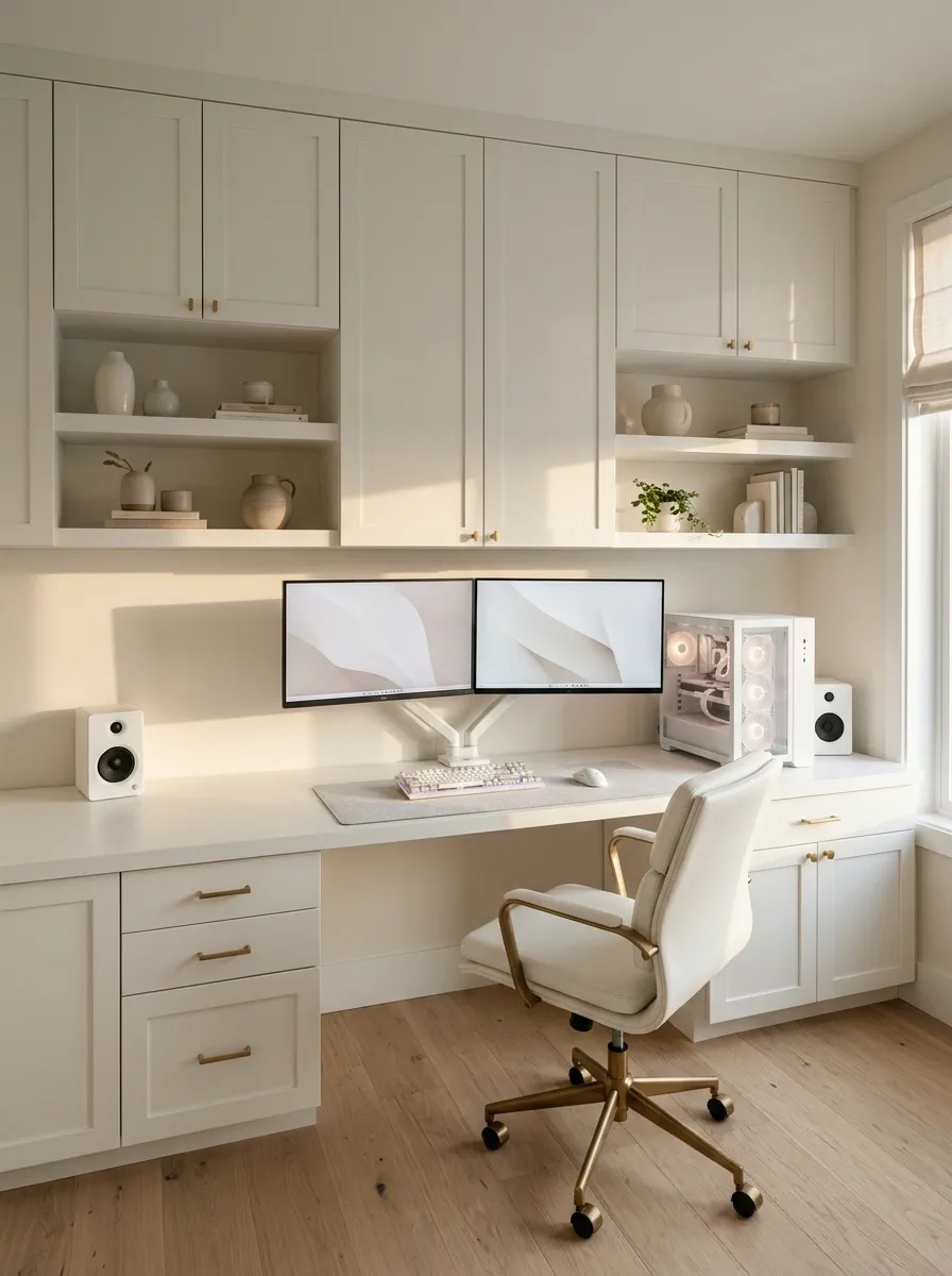 Wall-to-Wall Built-In White Gaming Station