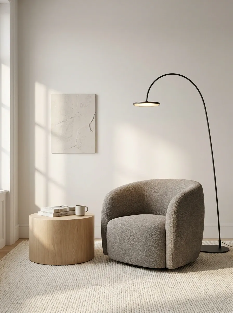 Warm Gray Chair in a Modern Minimalist Corner