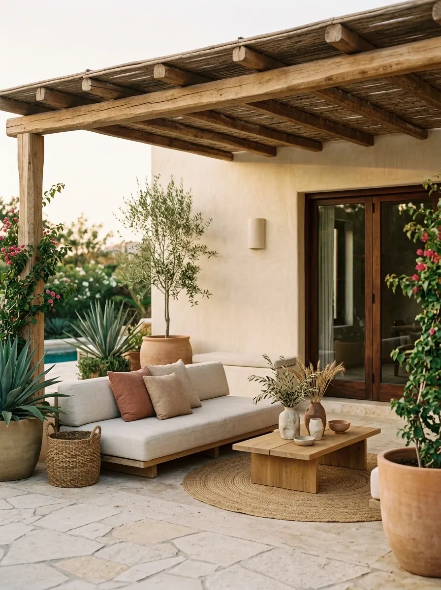 Warm Minimal Mexican Backyard With Soft Earthy Tones