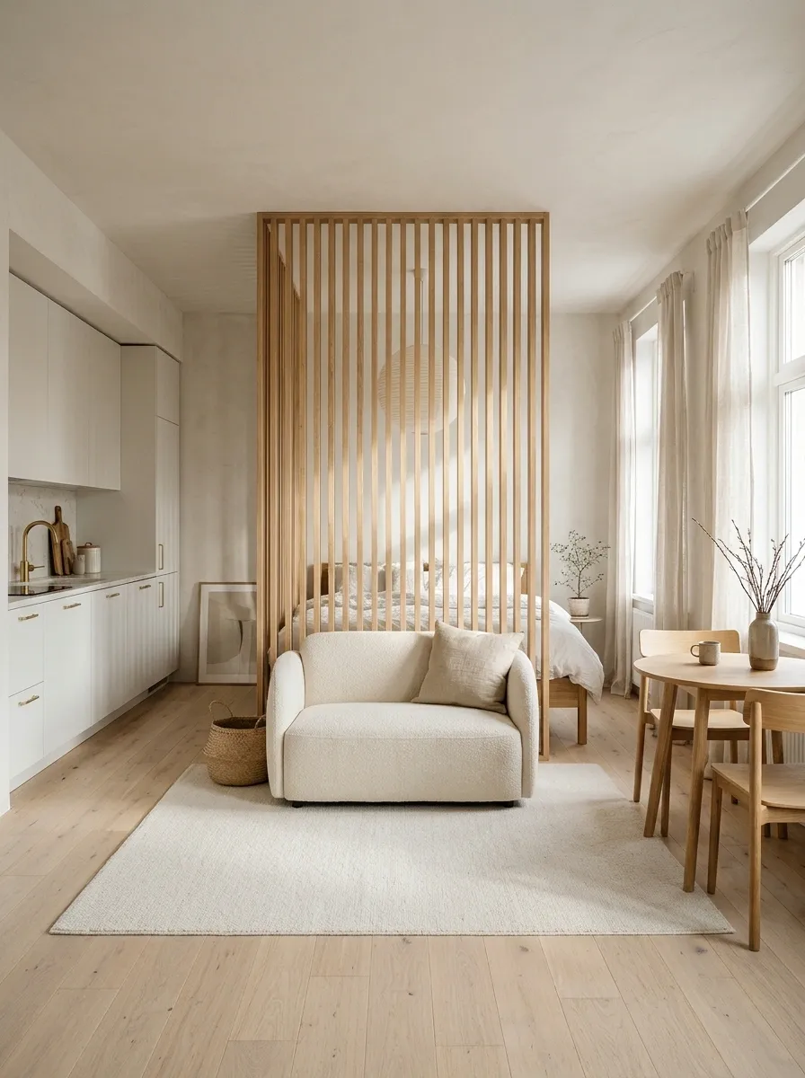 Warm Oak Studio With a Slatted Sleeping Alcove