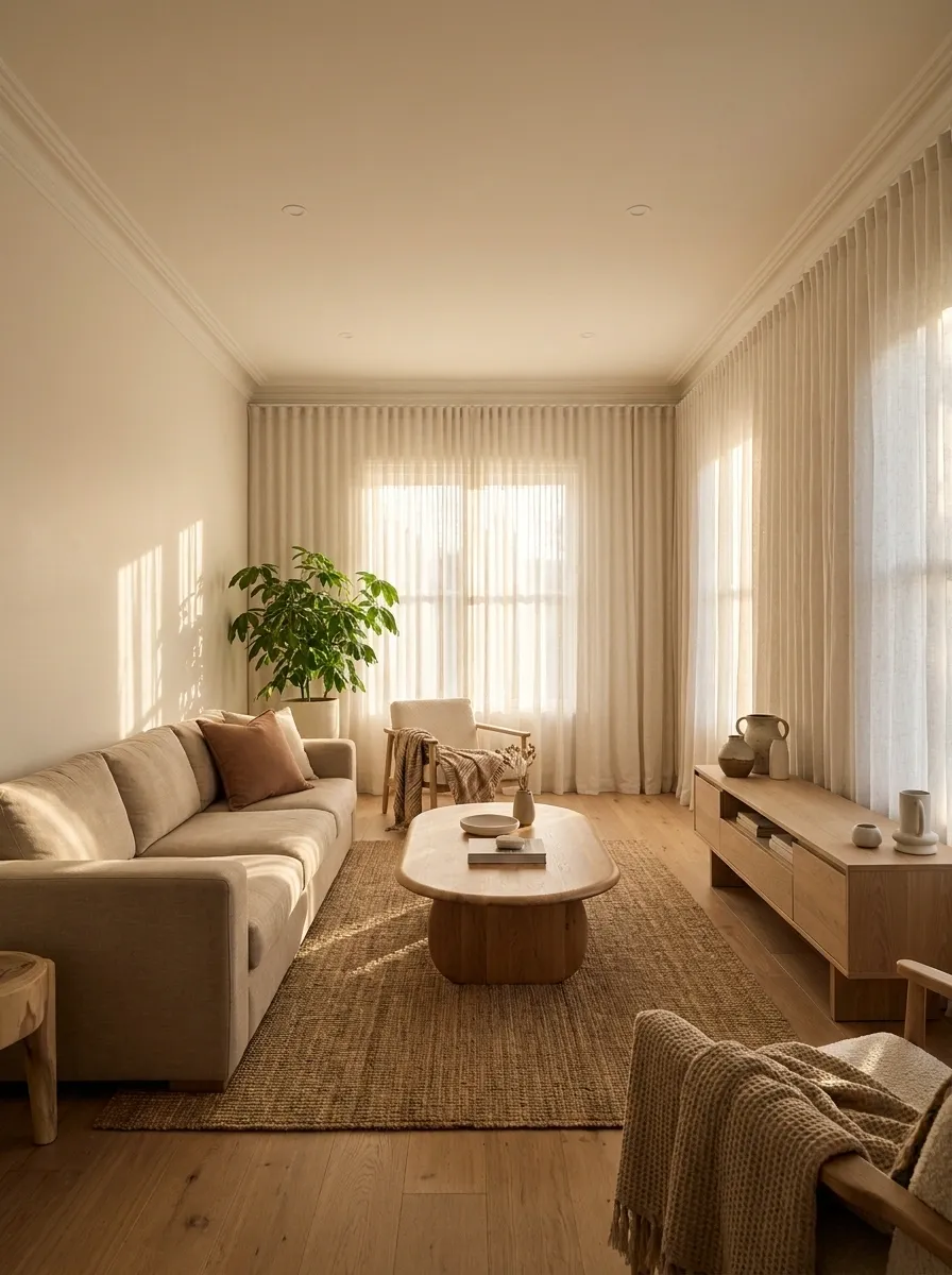 Warm Organic Living Room With Natural Textures