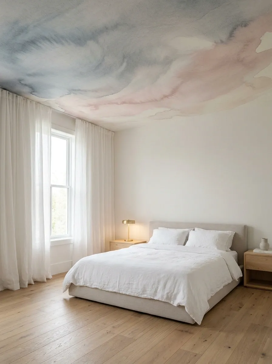 Watercolor Wash Ceiling in a Contemporary Primary Bedroom