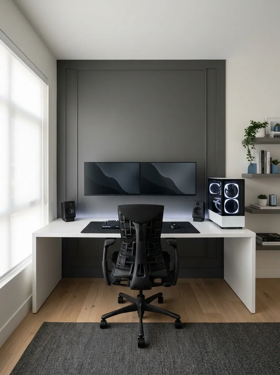 White and Black Competitive Gaming Station