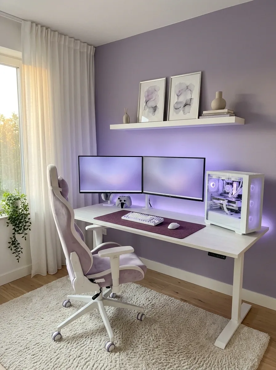 White and Lavender Dream Gaming Room