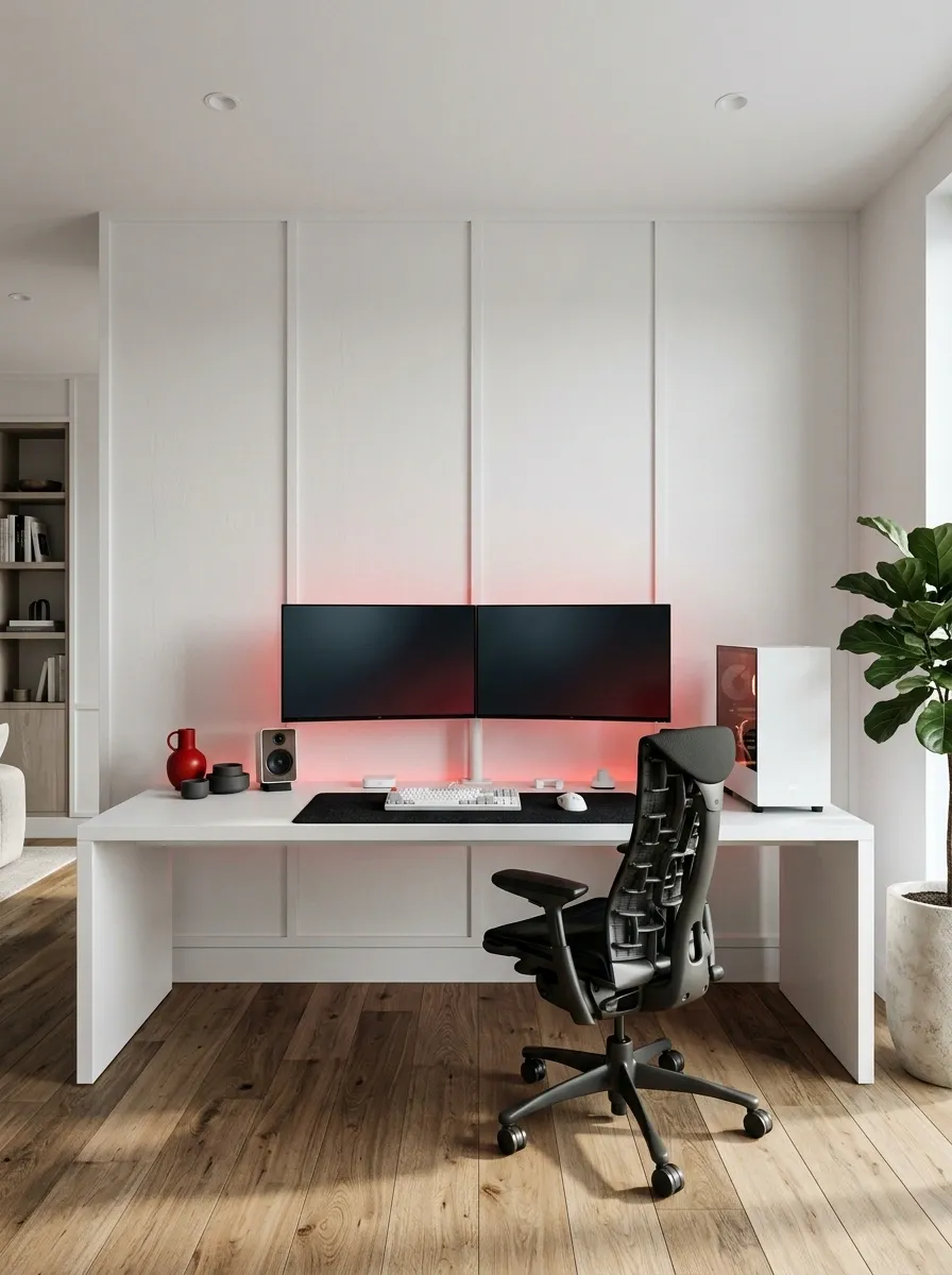 White Battlestation With Focused Red Accents
