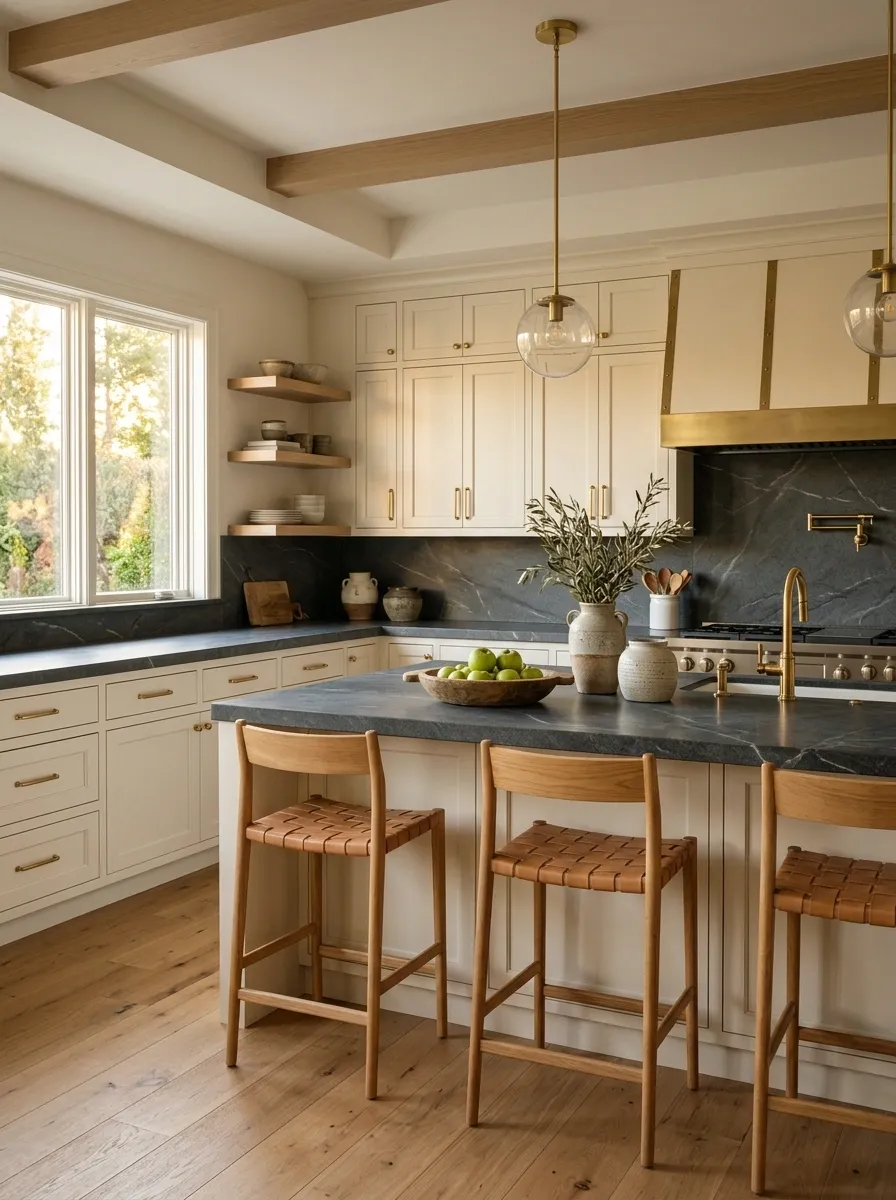 White Cabinets With a Deep Gray Countertop