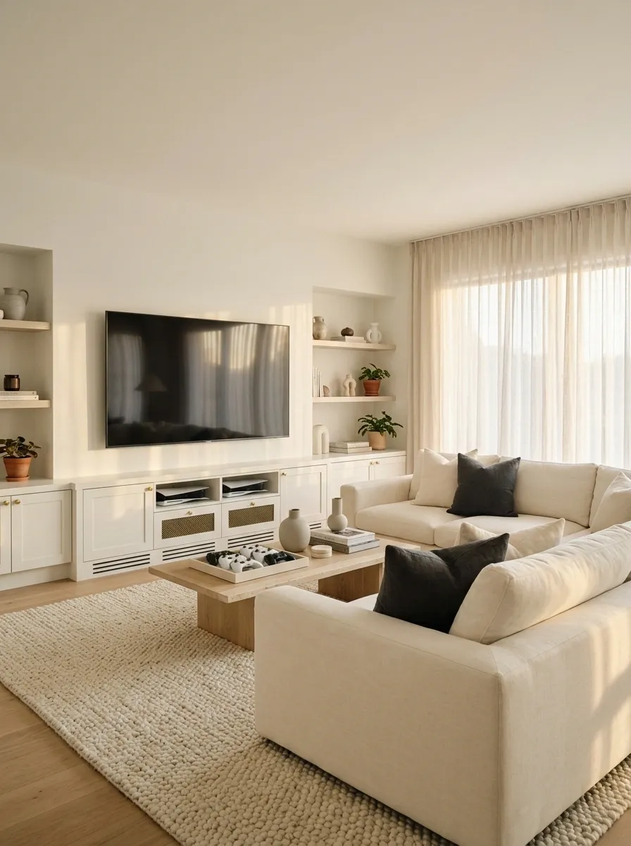 White Console Gaming and Projector Lounge
