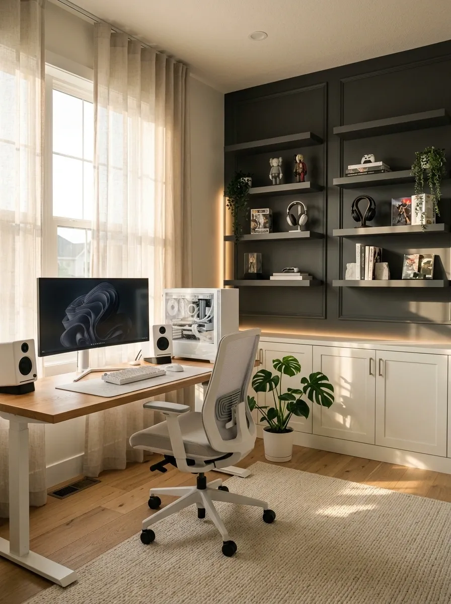 White Gaming Setup With a Dedicated Display Gallery