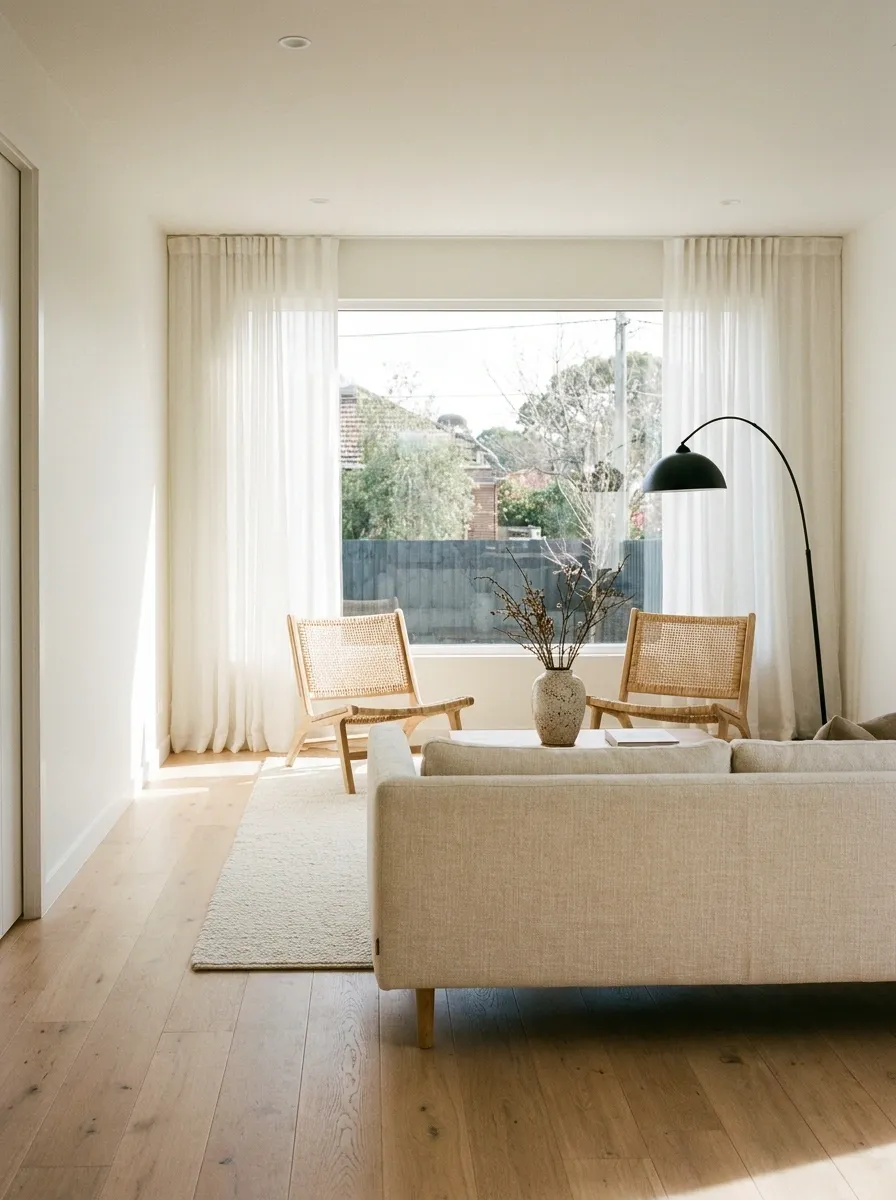 Window-End Seating With a Light, Open Center