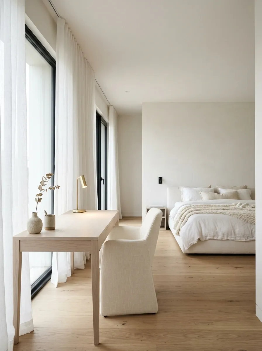 Window-Facing Desk in a Light-Filled Bedroom