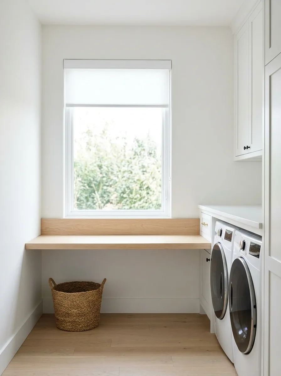 Window-Facing Laundry With an Open Folding Ledge