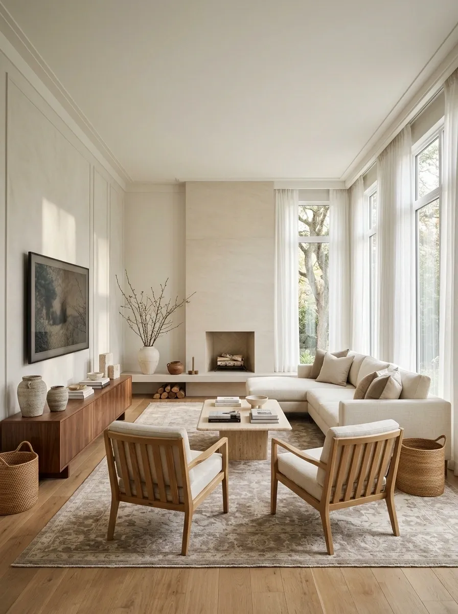 Window-Rich Living Room With a Side-Wall TV